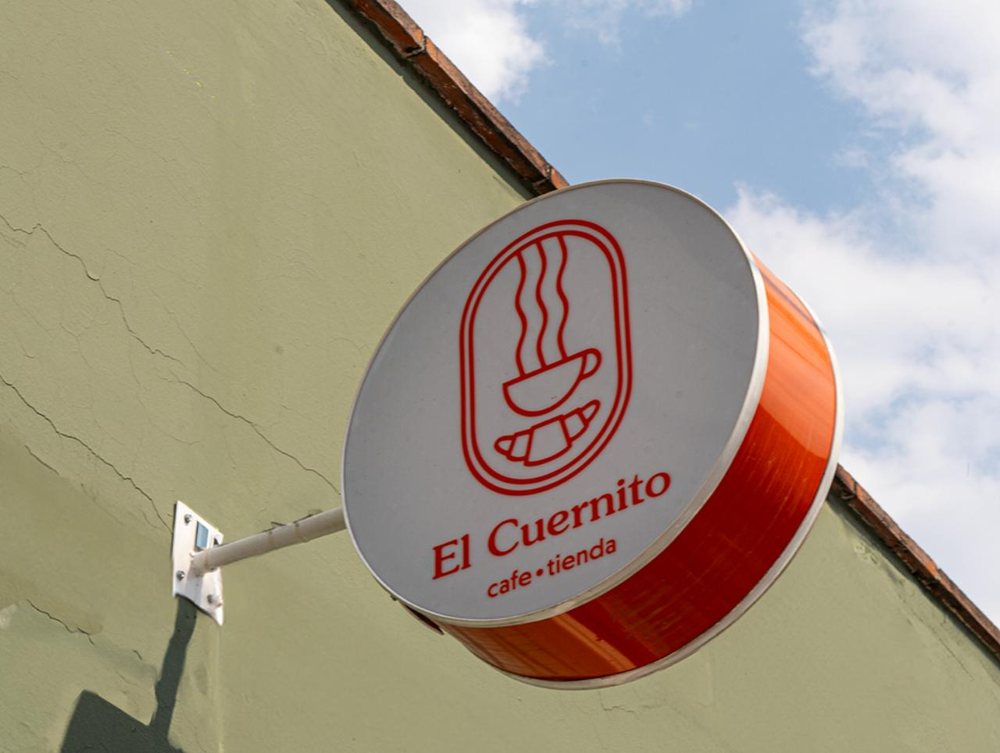 El Cuernito shopfront sign in Cholula, Mexico